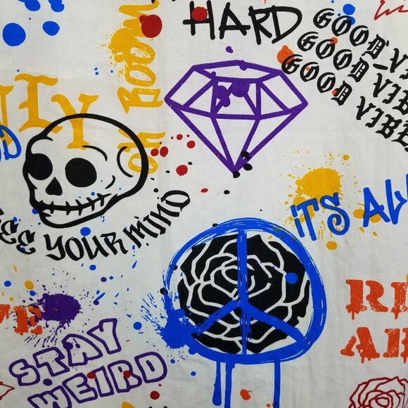 Eighty Eight Button Up Shirt Youth 18/20 Men’s S Graffiti Shirt Skull Peace Rose - Picture 8 of 15